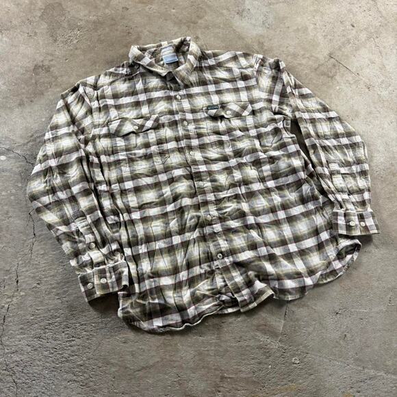 Plaid Earth Tone Columbia Button Down Longsleeve Shirt - Picture 4 of 8